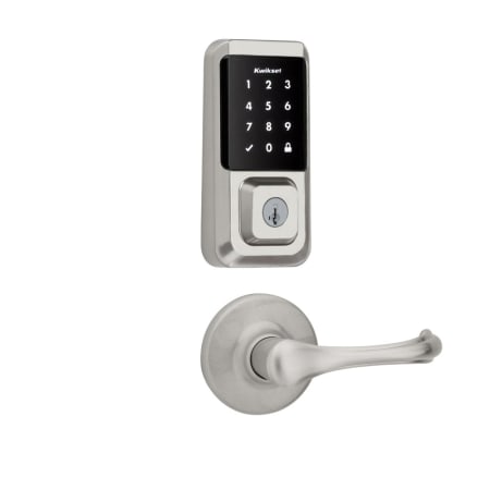 Kwikset Dorian Passage Lever and 939 Halo WiFi Enabled Deadbolt Combo Pack with SmartKey Satin Nickel