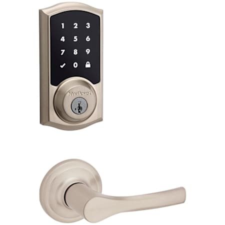 Kwikset Henley Passage Lever Set and SmartCode Electronic Touchscreen Deadbolt Combo Pack with SmartKey Satin Nickel