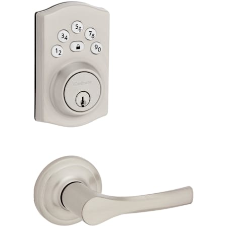 Kwikset Henley Passage Lever Set and Powerbolt Electronic Keypad Deadbolt Combo Pack with SmartKey Satin Nickel