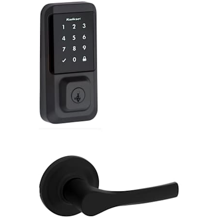Kwikset Henley Passage Lever Set and Halo Electronic Touchscreen Deadbolt Combo Pack with SmartKey Matte Black