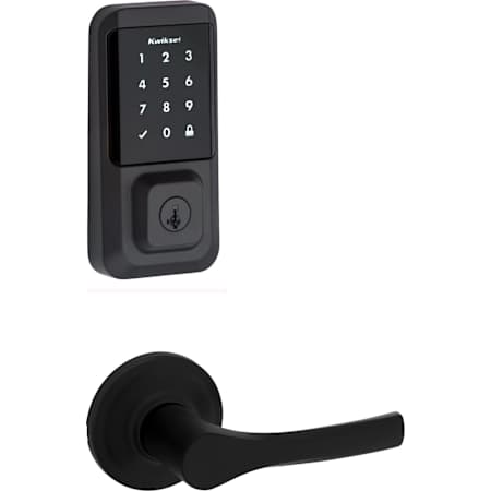 Kwikset Henley Passage Lever Set and Halo Electronic Touchscreen Deadbolt Combo Pack with SmartKey Matte Black