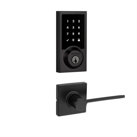 Kwikset Ladera Passage Lever and 916 Contemporary Touchscreen Deadbolt Combo Pack with SmartKey and Z-Wave Technology Matte Black