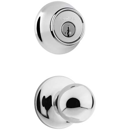 Kwikset Polo Passage Knob Set and Single Cylinder Keyed Entry Deadbolt Combo with SmartKey from the 660 Series Polished Chrome