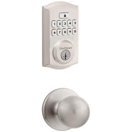 Kwikset Polo Passage Knob Set and Electronic Keyless Entry Deadbolt Combo Pack with SmartKey from the SmartCode Deadbolts Touchpad Collection Satin Nickel