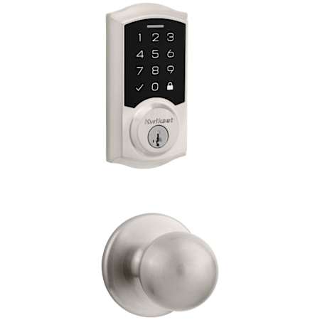 Kwikset Polo Passage Knob Set and Electronic Keyless Entry Deadbolt Combo Pack with SmartKey from the SmartCode Deadbolts Touchscreen Collection Satin Nickel