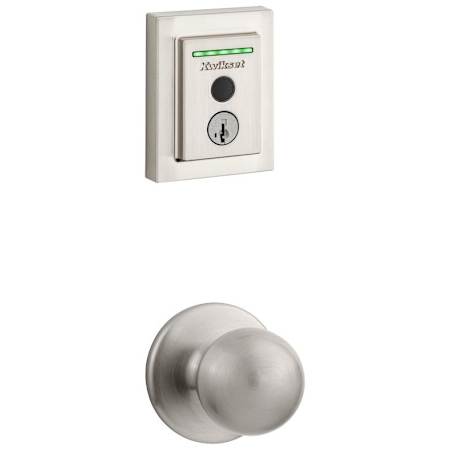 Kwikset Polo Passage Knob and 959 Fingerprint Contemporary Halo WiFi Enabled Deadbolt Combo Pack with SmartKey Satin Nickel