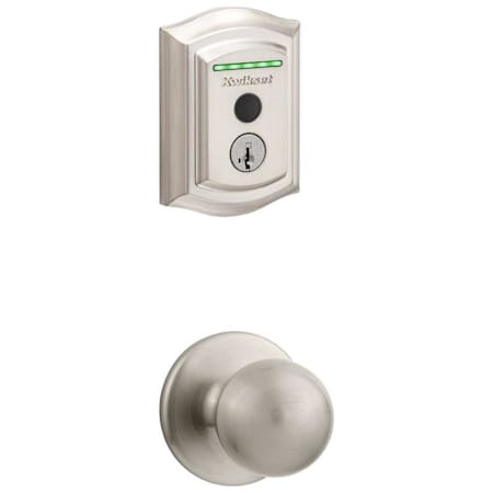 Kwikset Polo Passage Knob and 959 Fingerprint Traditional Halo WiFi Enabled Deadbolt Combo Pack with SmartKey Satin Nickel