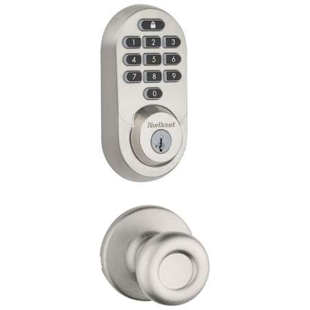 Kwikset Tylo Passage Knob and 938 Halo WiFi Enabled Deadbolt Combo Pack with SmartKey Satin Nickel