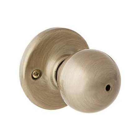 Kwikset Polo Privacy Door Knob Set with Round Rose Antique Brass
