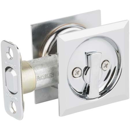 Kwikset Square Privacy Bed/Bath Pocket Door Lock Bright Chrome