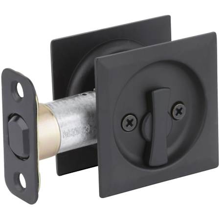 Kwikset Square Privacy Bed/Bath Pocket Door Lock Matte Black