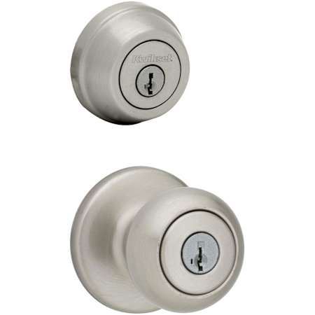 Kwikset Cove (Round Rosette) Knob and 780 Deadbolt Combo Pack with SmartKey Satin Nickel