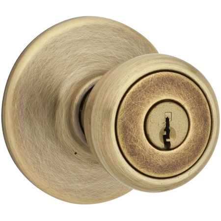 Kwikset Security Series Tylo Single Cylinder Keyed Entry Door Knobset Antique Brass