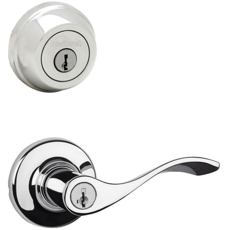 Kwikset Balboa Single Cylinder Keyed Entry Lever Set and Deadbolt Combo with SmartKey from the 780 Series Polished Chrome