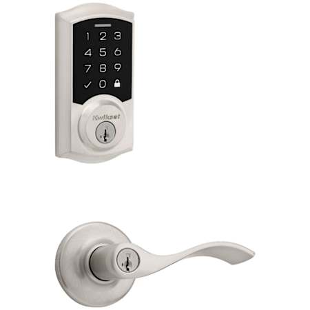 Kwikset Balboa Keyed Entry Lever Set and Electronic Keyless Entry Deadbolt Combo Pack with SmartKey from the SmartCode Deadbolts Touchscreen Collection Satin Nickel