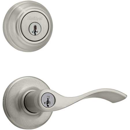 Kwikset Balboa (Round Rosette) Lever and 980 Deadbolt Combo Pack with SmartKey Satin Nickel