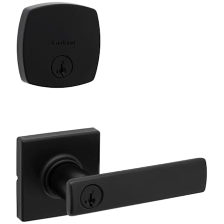 Kwikset Breton Single Cylinder Keyed Entry Lever Set and Deadbolt Combo with SmartKey from the Midtown Collection Matte Black