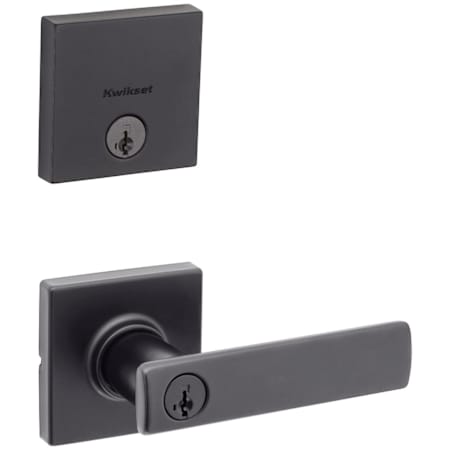 Kwikset Breton Single Cylinder Keyed Entry Lever Set and Deadbolt Combo with SmartKey from the Downtown Collection Matte Black