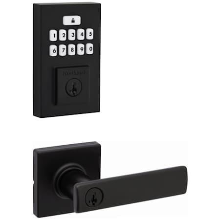 Kwikset Breton Keyed Entry Lever Set and Electronic Keyless Entry Deadbolt Combo Pack with SmartKey from the SmartCode Deadbolts Touchpad Collection Matte Black