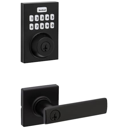 Kwikset Breton Single Cylinder Keyed Entry Lever Set and Electronic Keyless Entry Deadbolt Combo Pack with SmartKey from the Home Connect Collection Matte Black