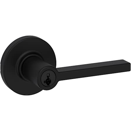 Kwikset Casey Single Cylinder Keyed Entry Door Lever Set with Round Rose and SmartKey Matte Black