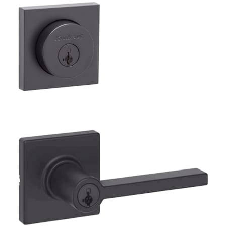 Kwikset Casey Single Cylinder Keyed Entry Lever Set and Deadbolt Combo with SmartKey from the Halifax Collection Matte Black