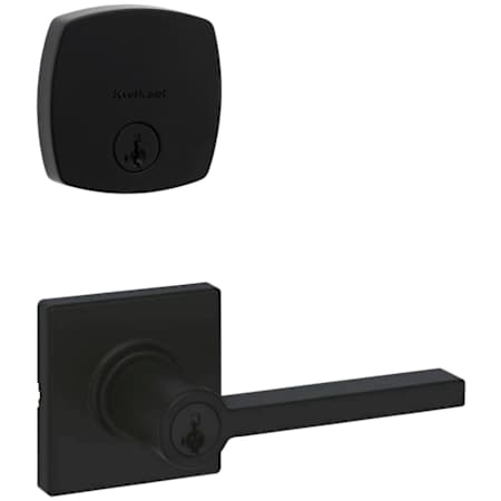 Kwikset Casey Single Cylinder Keyed Entry Lever Set and Deadbolt Combo with SmartKey from the Midtown Collection Matte Black