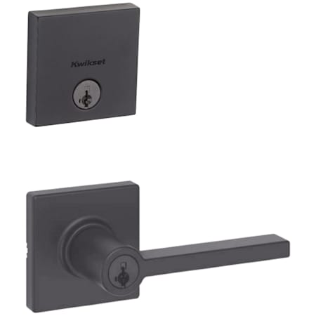 Kwikset Casey Single Cylinder Keyed Entry Lever Set and Deadbolt Combo with SmartKey from the Downtown Collection Matte Black