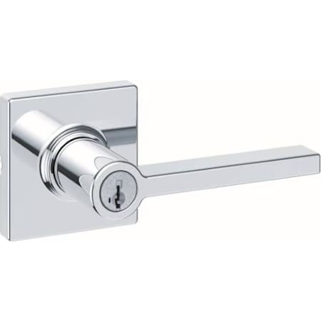Kwikset Casey Single Cylinder Keyed Entry Door Lever Set with Square Rose and SmartKey Bright Chrome