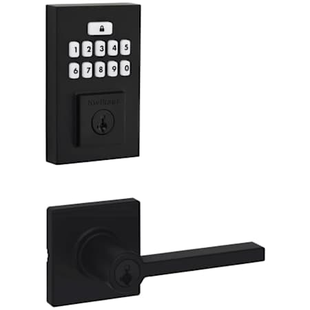 Kwikset Casey Keyed Entry Lever Set and Electronic Keyless Entry Deadbolt Combo Pack with SmartKey from the SmartCode Deadbolts Touchpad Collection Matte Black