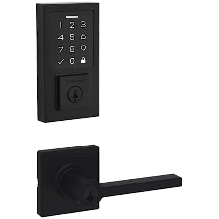 Kwikset Casey Keyed Entry Lever Set and Electronic Keyless Entry Deadbolt Combo Pack with SmartKey from the SmartCode Deadbolts Touchscreen Collection Matte Black