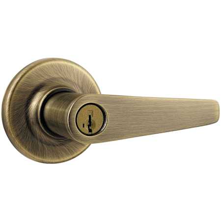 Kwikset Delta Keyed Entry Door Leverset with SmartKey Antique Brass