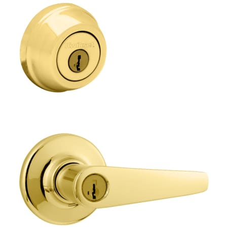 Kwikset Delta Single Cylinder Keyed Entry Lever Set and Deadbolt Combo with SmartKey from the 780 Series Polished Brass