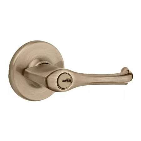 Kwikset Dorian Single Cylinder Keyed Entry Door Leverset Antique Brass
