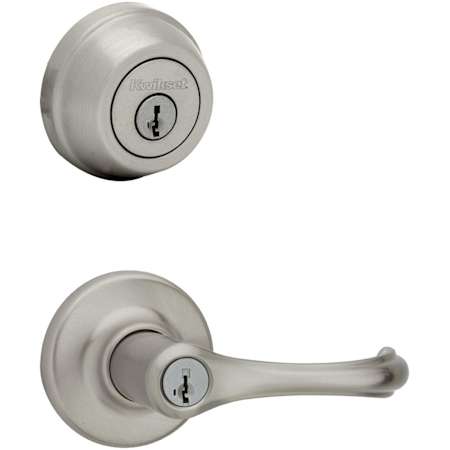 Kwikset Dorian (Round Rosette) Lever and 780 Deadbolt Combo Pack with SmartKey Satin Nickel