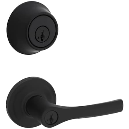 Kwikset Henley Single Cylinder Keyed Entry Lever Set and 660 Series Deadbolt Combo Pack with SmartKey Matte Black