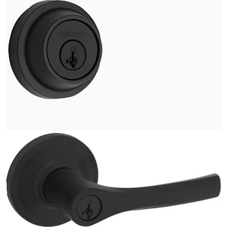 Kwikset Henley Single Cylinder Keyed Entry Lever Set and 660 Series Deadbolt Combo Pack with SmartKey Matte Black