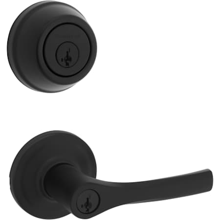 Kwikset Henley Single Cylinder Keyed Entry Lever Set and 780 Series Deadbolt Combo Pack with SmartKey Matte Black