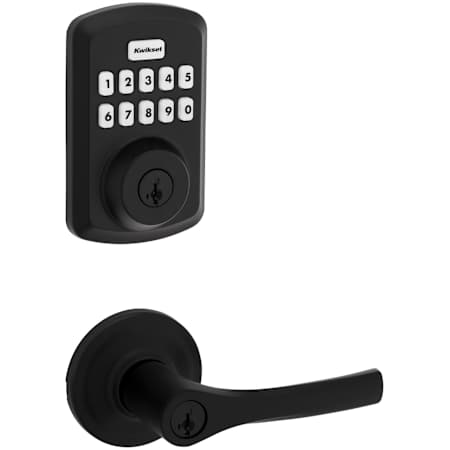 Kwikset Henley Single Cylinder Lever Set and Powerbolt Electronic Keypad Deadbolt Combo Pack with SmartKey Matte Black