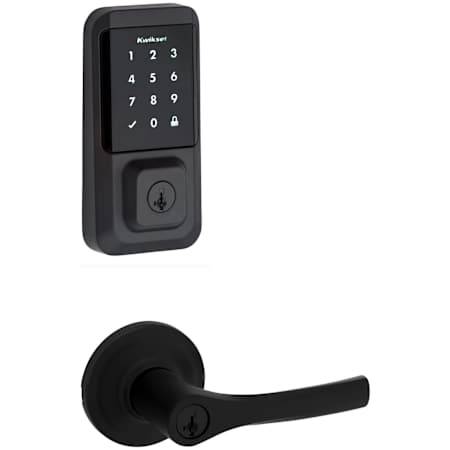 Kwikset Henley Single Cylinder Lever Set and Halo Electronic Touchscreen Deadbolt Combo Pack with SmartKey Matte Black