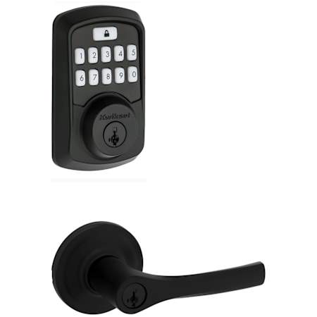 Kwikset Henley Single Cylinder Lever Set and Aura Electronic Keypad Deadbolt Combo Pack with SmartKey Matte Black