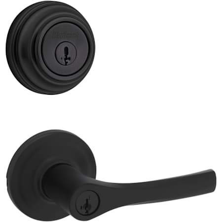 Kwikset Henley Single Cylinder Keyed Entry Lever Set and 980 Series Deadbolt Combo Pack with SmartKey Matte Black