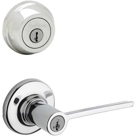 Kwikset Ladera (Round Rosette) Lever and 780 Deadbolt Combo Pack with SmartKey Polished Chrome