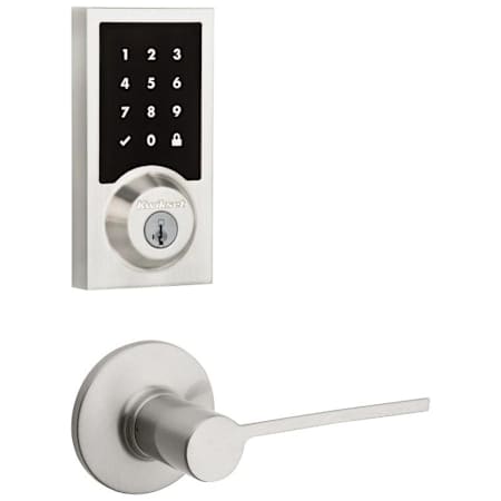 Kwikset Palmina Passage Lever and 918 Contemporary Touchscreen Deadbolt Combo Pack with SmartKey and Z-Wave Technology Satin Nickel