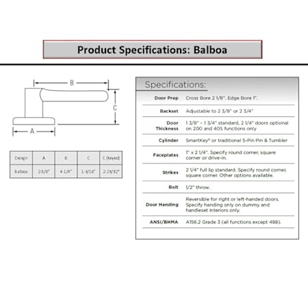 Kwikset-605BLLH-S-Specifications