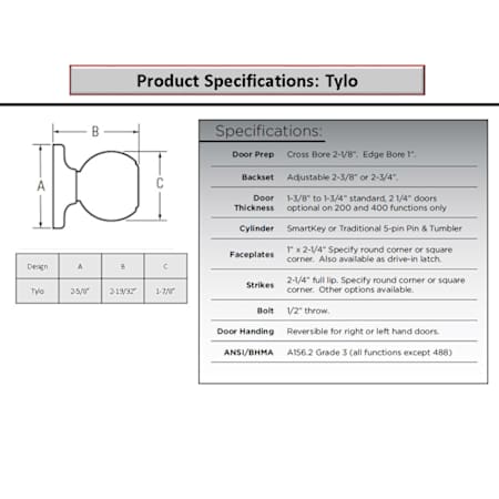 Kwikset 605T Specifications