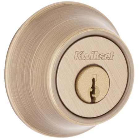 Kwikset Single Standard Cylinder Deadbolt Antique Brass