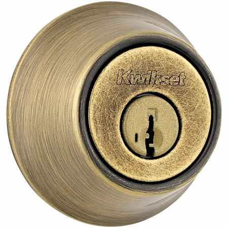 Kwikset 660 Series Deadbolt Single Cylinder Deadbolt with Smartkey Antique Brass