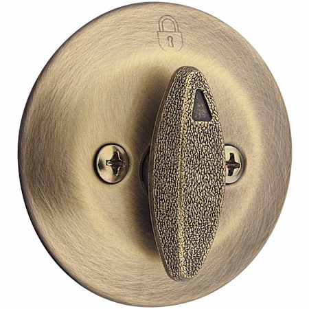 Kwikset Security Series One Sided Deadbolt without Back Plate Antique Brass