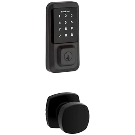 Kwikset Arroyo Passage Knob Set and Electronic Keyless Entry Deadbolt Combo Pack with SmartKey from the Halo Collection Matte Black